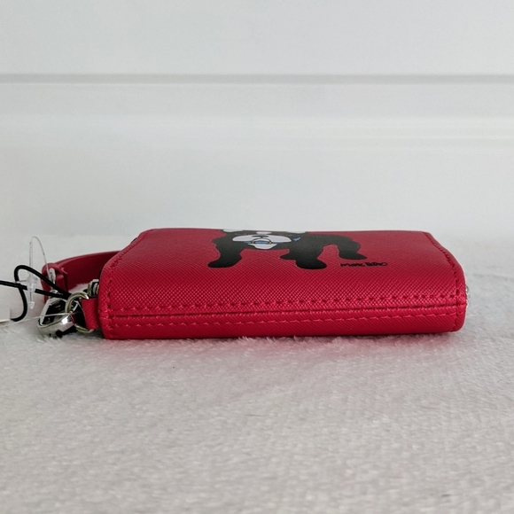 marc tetro Frenchie Print Wallet Wristlet Zip Around PVC Saffiano Red NWT - Picture 6 of 13